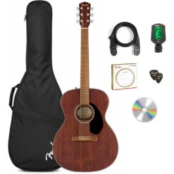 Fender CC-60S All-Mahogany Concert Acoustic Guitar Bundle with Gig Bag & Accessories