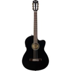 Fender CN-140SCE Thinline Concert Nylon Acoustic-Electric Guitar with Case, Black