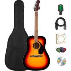 Fender California Standard Redondo Acoustic Guitar Bundle 3-Color Sunburst with Gig Bag & Accessories